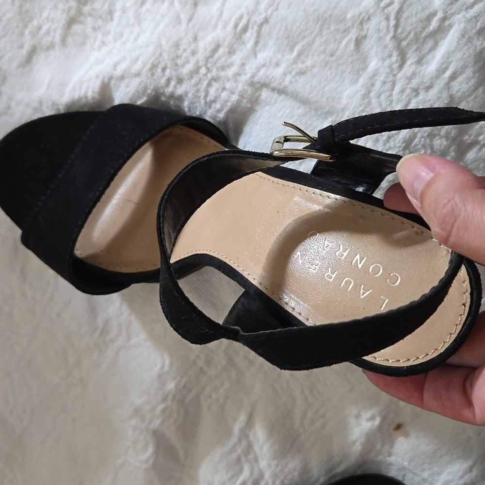 Lauren Conrad suede strappy platform heels